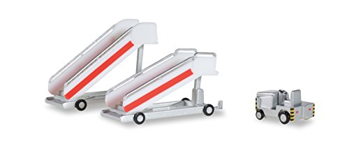 herpa 551809 - Historische Fluggasttreppen mit Schlepper, Miniaturfahrzeuge, Weiß, Rot, Schwarz von herpa