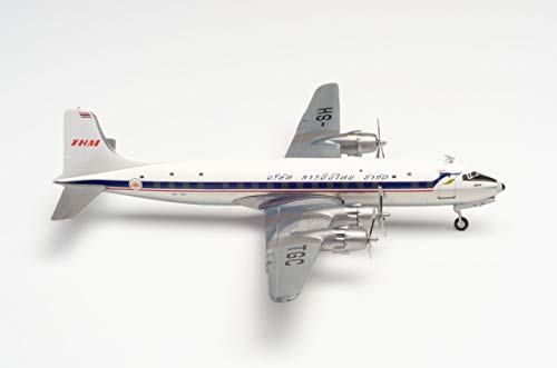 herpa 570893 – Douglas DC-6B, Thai Airways International Passagierflugzeug, Flugzeug Modell, Flieger, Miniaturmodelle, Kleinmodell, Sammlerstück, Detailgetreu, Metall, Mehrfarbig - Maßstab 1:200 von herpa
