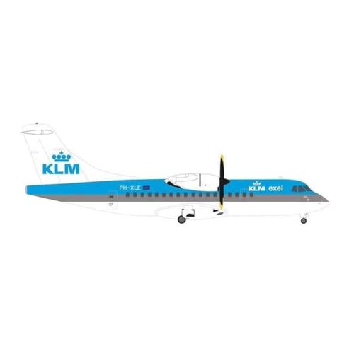 herpa 571654 KLM Exel Modellflugzeug ATR-42-300 PH-XLE Maßstab 1:200-Modellbau Flugzeug, Flugzeugmodell für Sammler, Miniatur Deko, Flieger ohne Standfuß aus Metall Miniaturmodell, Mehrfarbig von herpa