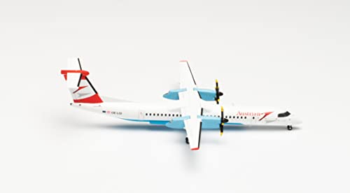 herpa 571968 Austrian Airlines Bombardier Q400 Modell Flugzeug Modellbau Miniaturmodelle Sammlerstück, Mehrfarbig von herpa