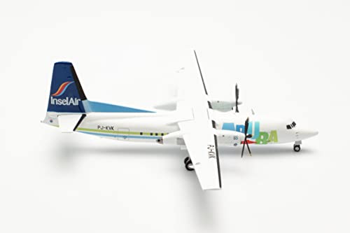 herpa 571982 F-50 1/200 Insel Air Fokker 50 – PJ-KVK Modell Flugzeug Modellbau Miniaturmodelle Sammlerstück, Mehrfarbig von herpa