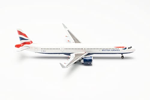 herpa 572422 Airbus Modellflugzeug British Airways A321neo, G-NEOY, Miniatur im Maßstab 1:200, Sammlerstück, Modell mit Standfuß, aus Kunststoff Miniaturmodell, Mehrfarbig von herpa