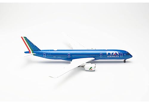 herpa Modellflugzeug ITA Airways Airbus A350-900 – Ei-IFB Marcello Lippi Miniatur im Maßstab 1:200, Sammlerstück, Modell mit Standfuß, Metall von herpa