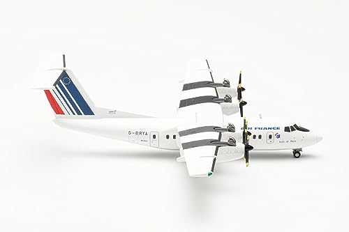 herpa Modellflugzeug Air France De Havilland Canada DHC-7 – G-BRYA Ville de Paris, Miniatur im Maßstab 1:200, Sammlerstück, Modell ohne Standfuß, Metall von herpa