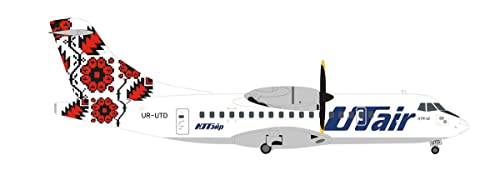 herpa 572651 UTair-Ukraine Modellflugzeug ATR-42-300 UR-UTD Maßstab 1:200-Modellbau Flugzeug, Flugzeugmodell für Sammler, Miniatur Deko, Flieger ohne Standfuß aus Metall Miniaturmodell, Mehrfarbig von herpa