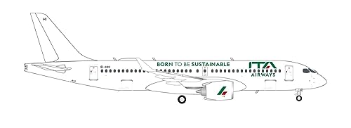 Herpa 572705 ITA Airways Airbus A220-300 Born to be Sustainable Flugzeugmodell — EI-HHI im Maßstab 1200 - Flugzeugmodell, Sammlerstück, Dekominiatur, Statuette ohne Metallstütze Herpa 572705 ITA Airways Airbus A220-300 Born to be Sustainable Flugzeugmodell — EI-HHI im Maßstab 1200 - Flugzeugmodell, Sammlerstück, Dekominiatur, Statuette ohne Metallstütze von herpa
