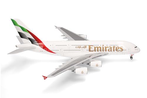 Herpa Modellflugzeug Emirates Airbus A380 Miniatur im Maßstab 1:200, Sammlerstück, Modell ohne Standfuß, Kunststoff von herpa