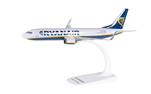 herpa 609395 – Boeing 737-800, Ryanair Passagierflugzeug, Wings, Modell Flugzeug mit Standfuß, Flieger, Modellbau, Miniaturmodelle, Sammlerstück, Kunststoff, Snap Fit - Maßstab 1:200, Mehfarbig von herpa