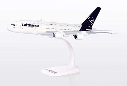 herpa 612319 – Airbus A380, Lufthansa Doppeldecker, Wings, Modell Flugzeug mit Standfuß, Modellbau, Miniaturmodelle, Sammlerstück, Kunststoff, Snap Fit - Maßstab 1:250 von herpa