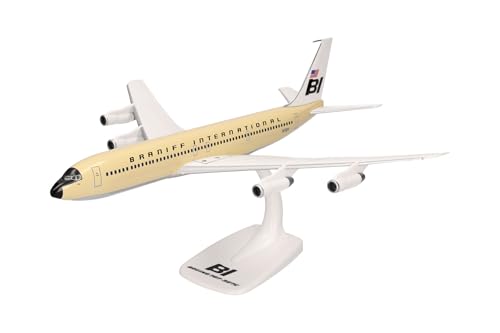 herpa 614023 Snap-Fit Modellflugzeug Braniff International Boeing 707-320, Miniatur im Maßstab 1:144, Sammlerstück, Modell mit Standfuß, Kunststoff Miniaturmodell, beige herpa 614023 Snap-Fit Modellflugzeug Braniff International Boeing 707-320, Miniatur im Maßstab 1:144, Sammlerstück, Modell mit Standfuß, Kunststoff Miniaturmodell, beige von herpa