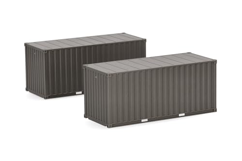 herpa 747134 Zubehör 2X 20ft Container Heer, Braungrau (unbedruckt) im Maßstab 1:87, Modellbau, Miniatur Modell, Kunststoff, Mehrfarbig von herpa