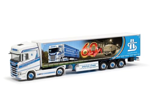 herpa LKW Modell | Scania CS20 HD Gardinenplanen-Sattelzug „Spedition Höhner/60 Jahre | Miniatur im Maßstab 1:87 | Sammlerstück | Kunststoff herpa LKW Modell | Scania CS20 HD Gardinenplanen-Sattelzug „Spedition Höhner/60 Jahre | Miniatur im Maßstab 1:87 | Sammlerstück | Kunststoff von herpa