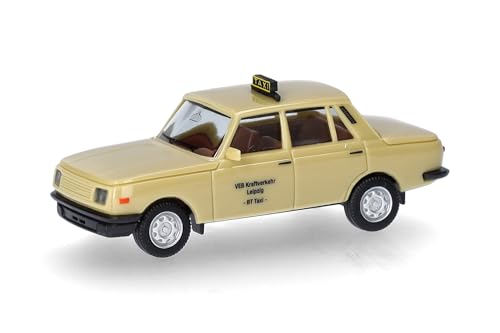 herpa Modellauto Wartburg 353 '85 "VEB Kraftverkehr Leipzig/Taxi (Sachsen/Leipzig), Miniatur im Maßstab 1:87, Sammlerstück, Made in Germany, Modell aus Kunststoff von herpa