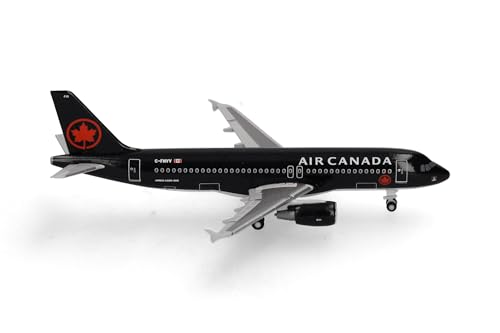 herpa Modellflugzeug Airbus A320 Air Canada Jetz, Miniatur im Maßstab 1:500, Sammlerstück, Modell ohne Standfuß, Metall, Schwarz herpa Modellflugzeug Airbus A320 Air Canada Jetz, Miniatur im Maßstab 1:500, Sammlerstück, Modell ohne Standfuß, Metall, Schwarz von herpa