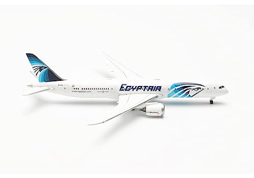 herpa Modellflugzeug Egyptair Boeing 787-9 Dreamliner – SU-GEU Miniatur im Maßstab 1:500, Sammlerstück, Modell ohne Standfuß, Metall von herpa