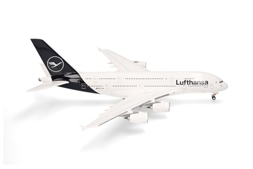 herpa Modellflugzeug Lufthansa Airbus A380 – DAIMK, Miniatur im Maßstab 1:200, Sammlerstück, Modell mit Standfuß, Kunststoff Miniaturmodell, Mehrfarbig herpa Modellflugzeug Lufthansa Airbus A380 – DAIMK, Miniatur im Maßstab 1:200, Sammlerstück, Modell mit Standfuß, Kunststoff Miniaturmodell, Mehrfarbig von herpa