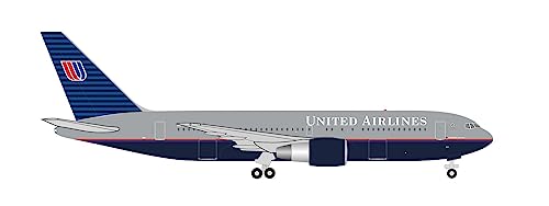 herpa Modellflugzeug United Airlines Boeing 767-200, Battleship Livery N603UA, Miniatur im Maßstab 1:500, Modellbau, Flugzeugmodell für Sammler, Miniatur Deko, Flugzeug ohne Standfuß, Metall von herpa