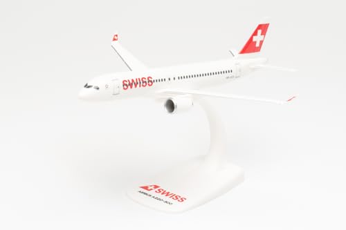 herpa Snap-Fit Modellflugzeug Airbus A220-30 - Swiss International Air Lines, Miniatur im Maßstab 1:200, Sammlerstück, Modell mit Standfuß, Kunststoff, Weiß herpa Snap-Fit Modellflugzeug Airbus A220-30 - Swiss International Air Lines, Miniatur im Maßstab 1:200, Sammlerstück, Modell mit Standfuß, Kunststoff, Weiß von herpa