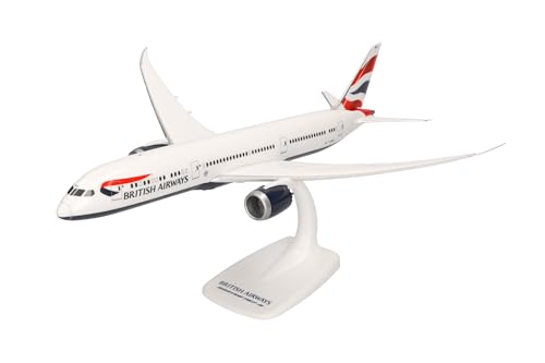 herpa Snap-Fit Modellflugzeug Boeing 787-9 British Airways - Dreamliner, Flugzeug, Miniatur im Maßstab 1:200, Sammlerstück, Modell mit Standfuß, Kunststoff, White von herpa