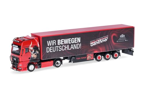 Herpa LKW Modell Man TGX GX Gardinenplanensattelzug Genthner/Wir bewegen Deutschland (Baden-Württemberg/Oberderdingen), Miniatur im Maßstab 1:87, Sammlerstück, Made in Germany, Kunststoff Herpa LKW Modell Man TGX GX Gardinenplanensattelzug Genthner/Wir bewegen Deutschland (Baden-Württemberg/Oberderdingen), Miniatur im Maßstab 1:87, Sammlerstück, Made in Germany, Kunststoff von herpa