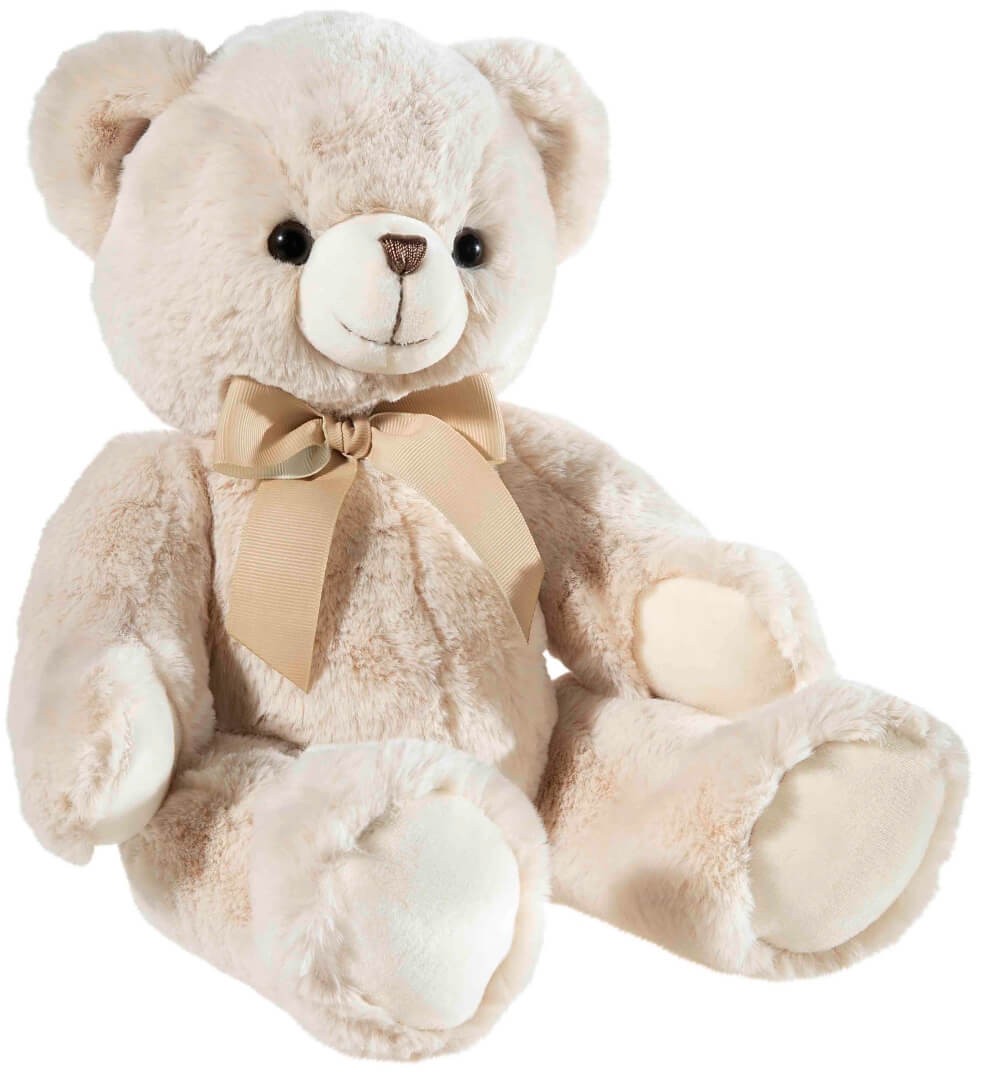 Plüschtier Bär mit Schleife beige, 36cm - Teddy, Plüschbär von heunec