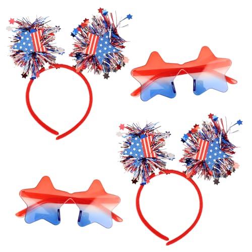hhdatc 4-teiliges Set mit patriotischen Party-Accessoires, rot, weiß, blau, Partyzubehör, Unabhängigkeitstag, Stirnband, Stern-Sonnenbrille für Gedenktags-Zubehör hhdatc 4-teiliges Set mit patriotischen Party-Accessoires, rot, weiß, blau, Partyzubehör, Unabhängigkeitstag, Stirnband, Stern-Sonnenbrille für Gedenktags-Zubehör von hhdatc