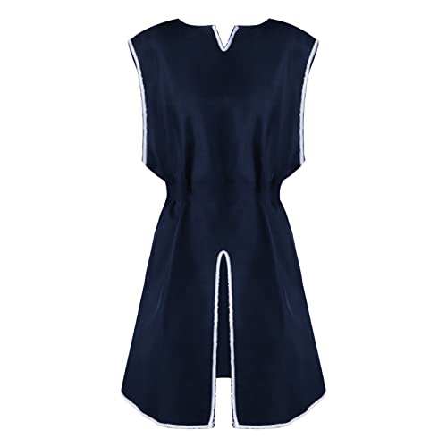 hhsbeauty Herren Mittelalter Kostüm Halloween Tunika Vintage Hemden Mittelalter Schnürhemd Bluse Tops Cosplay Mittelalter Tunika Kostüm Weste Tanks Hemden Für Männer (Navy, XL) von hhsbeauty