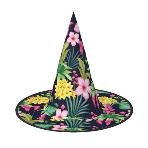 1 x Halloween-Hut – Hexe, Hawaii, bunt, Blumendruck, Kostümparty, Damen und Herren, spitze Hornkappe, Licht für festliche Ostern 1 x Halloween-Hut – Hexe, Hawaii, bunt, Blumendruck, Kostümparty, Damen und Herren, spitze Hornkappe, Licht für festliche Ostern von hhxvcv