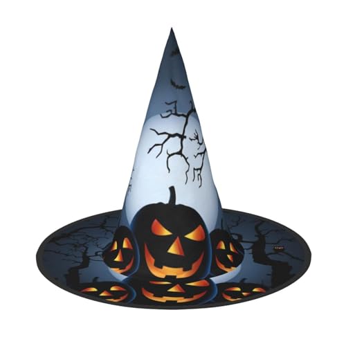1 x Halloween-Hut – Hexe Halloween mit Kürbissen Druck Kostüm Party Damen Herren Spitze Horn Kappe Licht für festliche Ostern 1 x Halloween-Hut – Hexe Halloween mit Kürbissen Druck Kostüm Party Damen Herren Spitze Horn Kappe Licht für festliche Ostern von hhxvcv