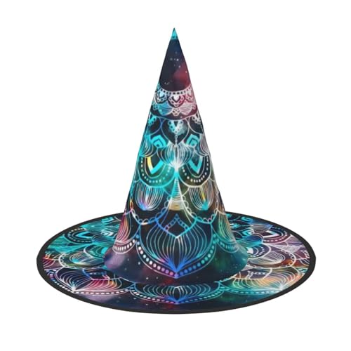 1 x Halloween-Hut – Hexenfarbe, Blumendruck, Kostümparty, Damen und Herren, spitze Hornkappe, Licht für festliche Ostern 1 x Halloween-Hut – Hexenfarbe, Blumendruck, Kostümparty, Damen und Herren, spitze Hornkappe, Licht für festliche Ostern von hhxvcv
