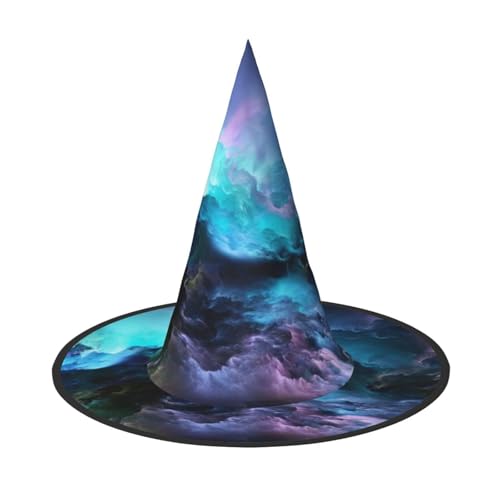 1PC Halloween Hut - Hexe 3D Grafik Universum Weltraum Druck Kostüm Party Frauen Männer Spitze Horn Kappe Licht für Festlich Ostern von hhxvcv