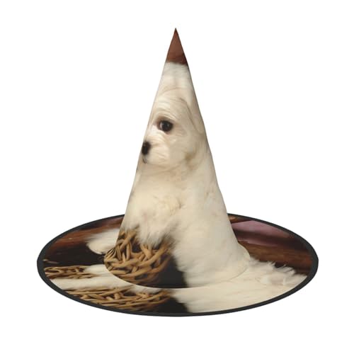 1PC Halloween Hut - Hexe Französischer Pudel Druck Kostüm Party Damen Herren Spitze Horn Kappe Licht für Festlich Ostern von hhxvcv