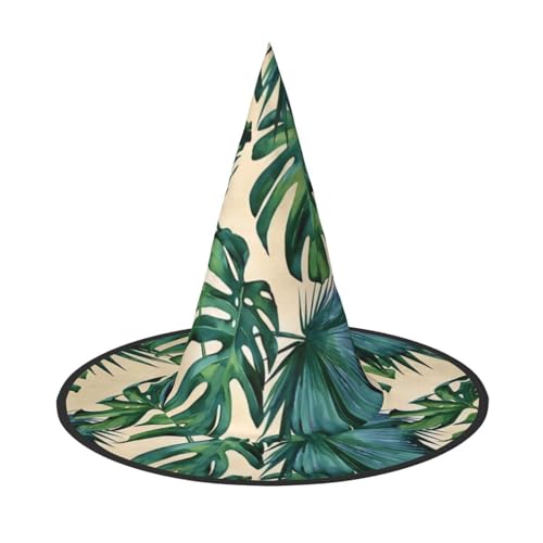 1PC Halloween Hut - Hexe Grün Bananenblätter Druck Kostüm Party Damen Herren Spitze Horn Kappe Licht für Festlich Ostern von hhxvcv
