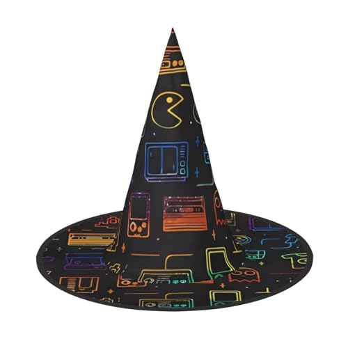 1PC Halloween Hut - Hexe Spiel Video Gaming Muster Druck Kostüm Party Frauen Männer Spitze Horn Kappe Licht für Festlich Ostern 1PC Halloween Hut - Hexe Spiel Video Gaming Muster Druck Kostüm Party Frauen Männer Spitze Horn Kappe Licht für Festlich Ostern von hhxvcv