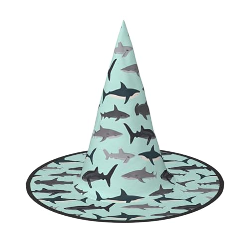 2 Stück Halloween-Hut – Hexe Cartoon Haie Druck Kostüm Party Damen Herren Spitze Horn Kappe Licht für festliche Ostern 2 Stück Halloween-Hut – Hexe Cartoon Haie Druck Kostüm Party Damen Herren Spitze Horn Kappe Licht für festliche Ostern von hhxvcv