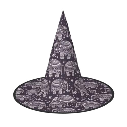 2 Stück Halloween-Hut – Hexe Cartoon niedlicher Elefant Druck Kostüm Party Damen Herren Spitze Horn Kappe Licht für festliche Ostern von hhxvcv