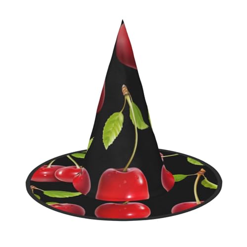 2 Stück Halloween-Hut – Hexe Kirsche Obst Druck Kostüm Party Damen Herren Spitze Horn Kappe Licht für festliche Ostern von hhxvcv