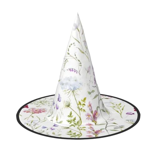 2 Stück Halloween-Hut – Hexe mit Blumenmuster, Kostümparty, Damen und Herren, spitze Hornkappe, Licht für festliche Ostern von hhxvcv
