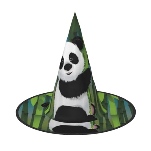 2 Stück Halloween-Hut – Hexe neugieriges Baby Panda Druck Kostüm Party Damen Herren Spitze Horn Kappe Licht für festliche Ostern von hhxvcv