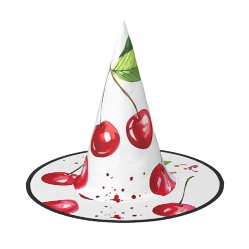2 Stück Halloween-Hut – Hexe niedlicher kleiner Kirsch-Druck, Kostümparty, Damen und Herren, spitze Hornkappe, Licht für festliche Ostern 2 Stück Halloween-Hut – Hexe niedlicher kleiner Kirsch-Druck, Kostümparty, Damen und Herren, spitze Hornkappe, Licht für festliche Ostern von hhxvcv