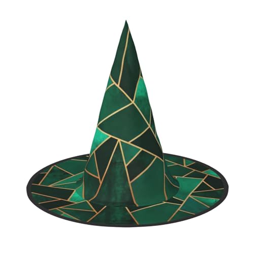 2 Stück Halloween-Hut – Hexe schwarz und gold, geometrischer Druck, Kostümparty, Damen und Herren, spitze Hornkappe, Licht für festliche Ostern von hhxvcv