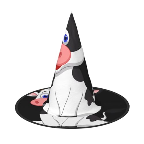 2 Stück Halloween-Hut – Hexen-Milchkuh-Druck, Kostümparty, Damen und Herren, spitze Hornkappe, Licht für festliche Ostern von hhxvcv