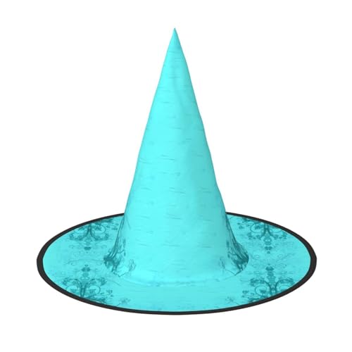 3 Stück Halloween-Hut – Hexe, blaugrün, bedruckt, Kostümparty, Damen und Herren, spitze Hornkappe, Licht für festliche Ostern von hhxvcv
