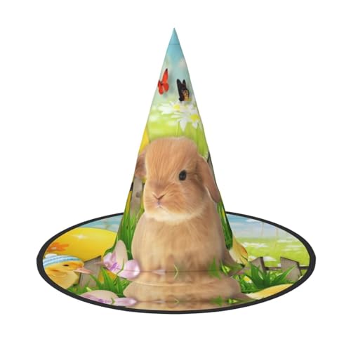 3 Stück Halloween-Hut – Hexe Osterhase Frühling Schmetterling Druck Kostüm Party Damen Herren Spitze Horn Kappe Licht für festliche Ostern von hhxvcv