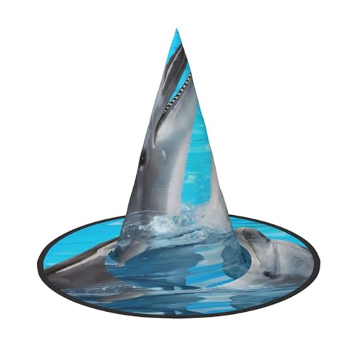 3 Stück Halloween-Hut – Hexe cooler Delfin-Druck, Kostümparty, Damen und Herren, spitze Hornkappe, Licht für festliche Ostern 3 Stück Halloween-Hut – Hexe cooler Delfin-Druck, Kostümparty, Damen und Herren, spitze Hornkappe, Licht für festliche Ostern von hhxvcv