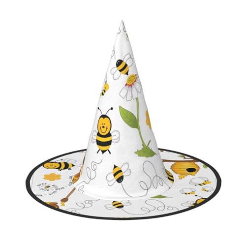 3 Stück Halloween-Hut – Hexe fliegende Bienen Gänseblümchen Honig Druck Kostüm Party Damen Herren Spitze Horn Kappe Licht für festliche Ostern 3 Stück Halloween-Hut – Hexe fliegende Bienen Gänseblümchen Honig Druck Kostüm Party Damen Herren Spitze Horn Kappe Licht für festliche Ostern von hhxvcv
