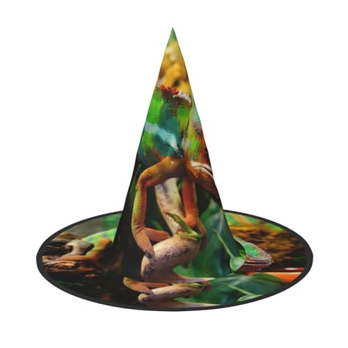 3 Stück Halloween-Hut – Hexe niedlicher Chamäleon-Druck, Kostümparty, Damen und Herren, spitze Hornkappe, Licht für festliche Ostern 3 Stück Halloween-Hut – Hexe niedlicher Chamäleon-Druck, Kostümparty, Damen und Herren, spitze Hornkappe, Licht für festliche Ostern von hhxvcv
