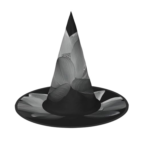 3 Stück Halloween-Hut – Hexe schwarz weiß Blumendruck Kostüm Party Damen Herren Spitze Horn Kappe Licht für festliche Ostern von hhxvcv