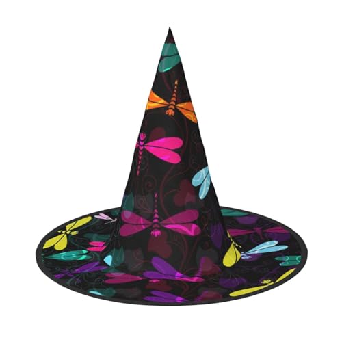 3 Stück Halloween-Hut – Hexe süßer Libellen-Druck, Kostümparty, Damen und Herren, spitze Hornkappe, Licht für festliche Ostern 3 Stück Halloween-Hut – Hexe süßer Libellen-Druck, Kostümparty, Damen und Herren, spitze Hornkappe, Licht für festliche Ostern von hhxvcv