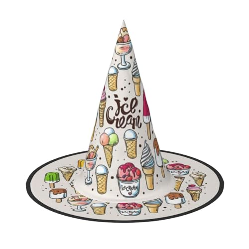 3 Stück Halloween-Hut – Hexen-Eiscreme-Druck, Kostümparty, Damen und Herren, spitze Hornkappe, Licht für festliche Ostern 3 Stück Halloween-Hut – Hexen-Eiscreme-Druck, Kostümparty, Damen und Herren, spitze Hornkappe, Licht für festliche Ostern von hhxvcv